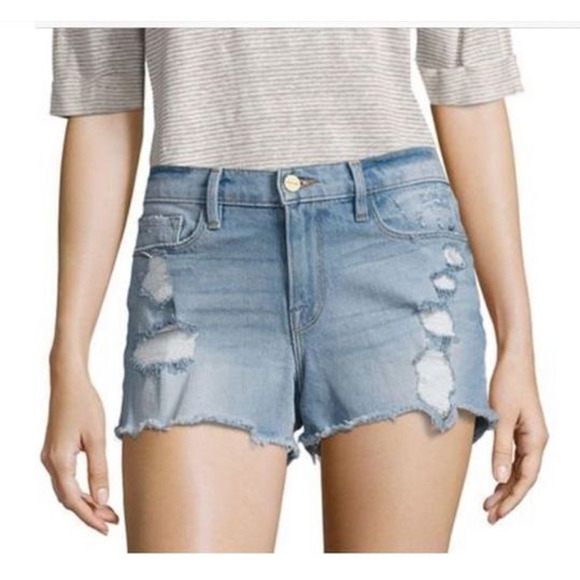 Frame Denim Le Cutoff Distressed Blue Jean Short-Size:27- - Picture 1 of 10
